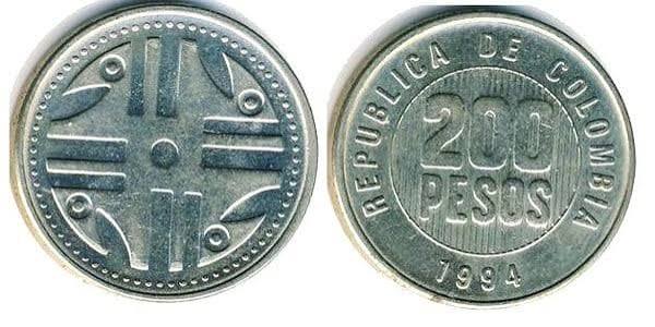 Moneta reale da 200 pesos colombiani